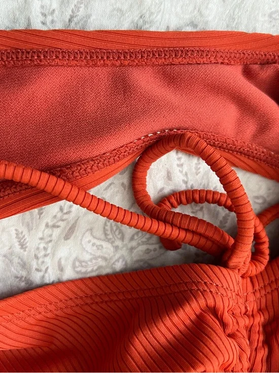 Lulus Sunny Side Rust Orange Ribbed One Piece Swimsuit Size XS - Picture 5 of 9